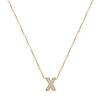 Simple Style Letter Copper Plating Inlay Zircon 14k Gold Plated Pendant Necklace sku image 11