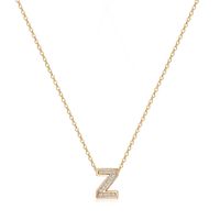 Simple Style Letter Copper Plating Inlay Zircon 14k Gold Plated Pendant Necklace sku image 12