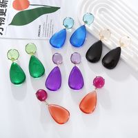 1 Pair Elegant Simple Style Water Droplets Inlay Alloy Resin Resin Gold Plated Drop Earrings main image 1