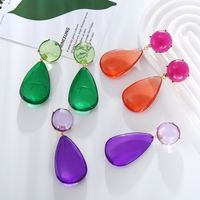1 Pair Elegant Simple Style Water Droplets Inlay Alloy Resin Resin Gold Plated Drop Earrings main image 3