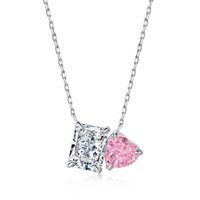 Fashion Square Heart Shape Sterling Silver Plating Inlay Zircon Pendant Necklace 1 Piece sku image 2