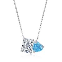 Fashion Square Heart Shape Sterling Silver Plating Inlay Zircon Pendant Necklace 1 Piece sku image 5