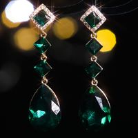 1 Pair Elegant Luxurious Water Droplets Rhombus Plating Inlay Alloy Rhinestones Zircon Silver Plated Drop Earrings sku image 2