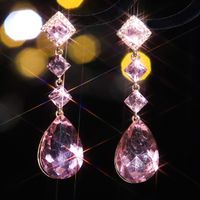 1 Pair Elegant Luxurious Water Droplets Rhombus Plating Inlay Alloy Rhinestones Zircon Silver Plated Drop Earrings main image 8