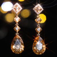 1 Pair Elegant Luxurious Water Droplets Rhombus Plating Inlay Alloy Rhinestones Zircon Silver Plated Drop Earrings main image 9