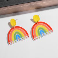 1 Pair Ig Style Simple Style Rainbow Heart Shape Cat Painted Arylic Drop Earrings main image 2