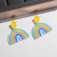 1 Pair Ig Style Simple Style Rainbow Heart Shape Cat Painted Arylic Drop Earrings main image 3