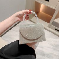 Gold Silver Black Polyester Solid Color Rhinestone Square Evening Bags main image 1
