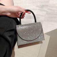 Gold Silver Black Polyester Solid Color Rhinestone Square Evening Bags main image 8