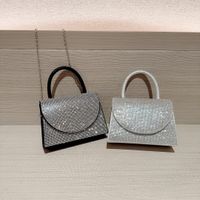 Gold Silver Black Polyester Solid Color Rhinestone Square Evening Bags main image 10