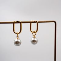 1 Pair Retro Round 304 Stainless Steel Imitation Pearl Titanium Steel Pearl Gold Plated Drop Earrings main image 1