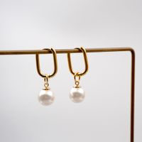 1 Pair Retro Round 304 Stainless Steel Imitation Pearl Titanium Steel Pearl Gold Plated Drop Earrings main image 3