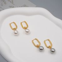 1 Pair Retro Round 304 Stainless Steel Imitation Pearl Titanium Steel Pearl Gold Plated Drop Earrings main image 4