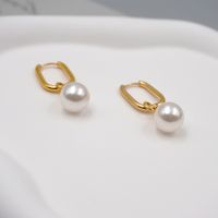 1 Pair Retro Round 304 Stainless Steel Imitation Pearl Titanium Steel Pearl Gold Plated Drop Earrings main image 5