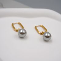 1 Pair Retro Round 304 Stainless Steel Imitation Pearl Titanium Steel Pearl Gold Plated Drop Earrings main image 6
