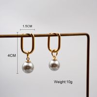 1 Pair Retro Round 304 Stainless Steel Imitation Pearl Titanium Steel Pearl Gold Plated Drop Earrings main image 2