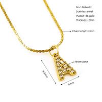 Edelstahl 304 18 Karat Vergoldet Einfacher Stil Überzug Brief Strasssteine Halskette Mit Anhänger main image 2