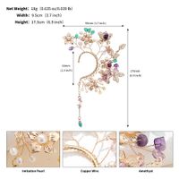1 Piece Elegant Shiny Flower Butterfly Metal Artificial Crystal Ear Cuffs main image 2