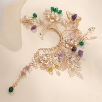 1 Piece Elegant Shiny Flower Butterfly Metal Artificial Crystal Ear Cuffs main image 6
