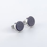 1 Pair Casual Simple Style Round 304 Stainless Steel Stone Natural Stone Ear Studs main image 6