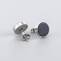 1 Pair Casual Simple Style Round 304 Stainless Steel Stone Natural Stone Ear Studs main image 4