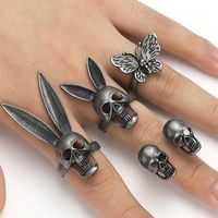 Classic Style Bunny Ears Geometric Skull Mixed Materials Stoving Varnish Plating Gold Plated Silver Plated Women's Open Rings main image 3