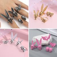 Classic Style Bunny Ears Geometric Skull Mixed Materials Stoving Varnish Plating Gold Plated Silver Plated Women's Open Rings main image 1