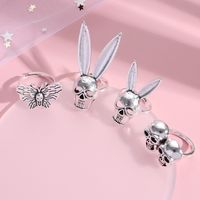 Classic Style Bunny Ears Geometric Skull Mixed Materials Stoving Varnish Plating Gold Plated Silver Plated Women's Open Rings main image 5