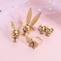 Classic Style Bunny Ears Geometric Skull Mixed Materials Stoving Varnish Plating Gold Plated Silver Plated Women's Open Rings main image 4