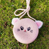 Women's Mini Straw Cartoon Cute Round Zipper Circle Bag sku image 3