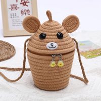 Kid's Cotton Cartoon Character Cute Bucket Flip Cover Crossbody Bag sku image 5