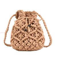 Women's Small Cotton Thread Solid Color Classic Style Round Open Straw Bag main image 2
