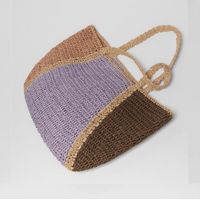 Women's Large Straw Color Block Vintage Style Square Open Straw Bag main image 5