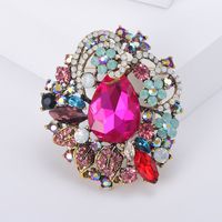 Lady Flower Alloy Inlay Glass Women's Brooches sku image 1