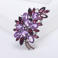 Lady Leaf Alloy Inlay Glass Women's Brooches sku image 3