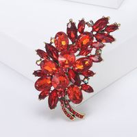 Lady Leaf Alloy Inlay Glass Women's Brooches sku image 1