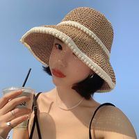 Women's Vintage Style Color Block Curved Eaves Bucket Hat main image 5