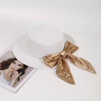 Women's Vintage Style Bow Knot Flat Eaves Straw Hat sku image 1