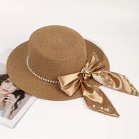 Women's Vintage Style Bow Knot Flat Eaves Straw Hat sku image 3