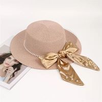Women's Vintage Style Bow Knot Flat Eaves Straw Hat sku image 6