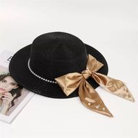 Women's Vintage Style Bow Knot Flat Eaves Straw Hat sku image 2