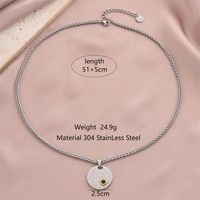 304 Stainless Steel Casual Round Zircon Pendant Necklace main image 2