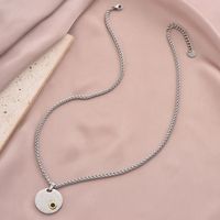304 Stainless Steel Casual Round Zircon Pendant Necklace main image 4