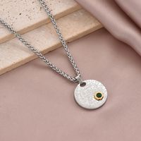 304 Stainless Steel Casual Round Zircon Pendant Necklace main image 3