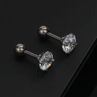 1 Pair Classic Style Solid Color Polishing Inlay Pure Titanium Zircon Ear Studs main image 1