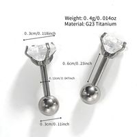 1 Pair Classic Style Solid Color Polishing Inlay Pure Titanium Zircon Ear Studs main image 3