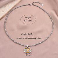 304 Stainless Steel Casual Round Zircon Pendant Necklace sku image 2