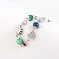 IG Style Round Daisy Dice 304 Stainless Steel Arylic Rhinestones Bracelets In Bulk main image 5