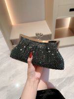 Dark Green Green Gold Polyester Solid Color Evening Bags sku image 1