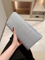Gold Silver Rhinestone Solid Color Square Evening Bags main image 5